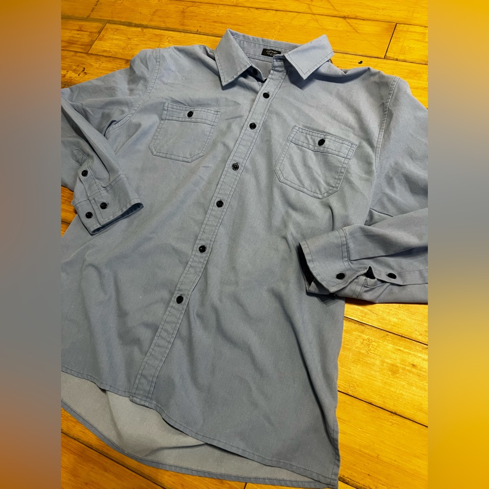Men’s Coofandy Classic Blue Long Sleeve Shirt (medium) - Picture 3 of 5